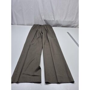 John Alexander Dress Pants Mens 31x37 Brown Wool Pleated  Unhemmed Made In USA